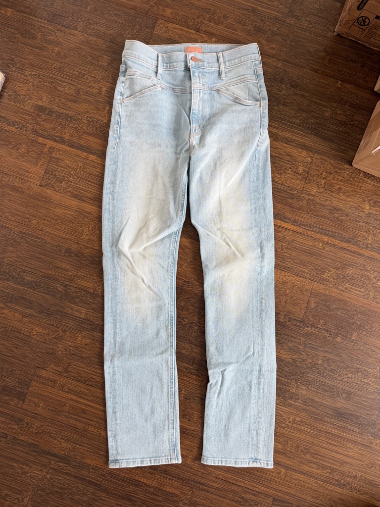 Mother Slim Straight Jeans In Light Blue Wash